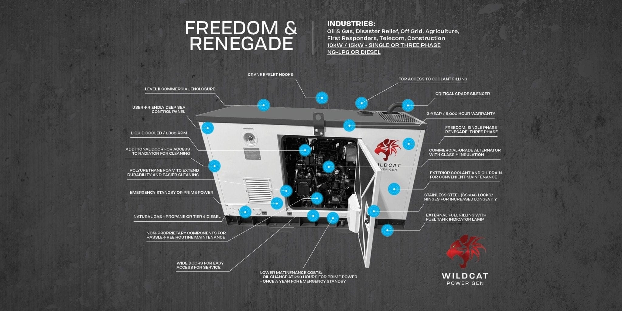 Wildcat Freedom 15kW Natural Gas or Propane Generator - AllProGenerators