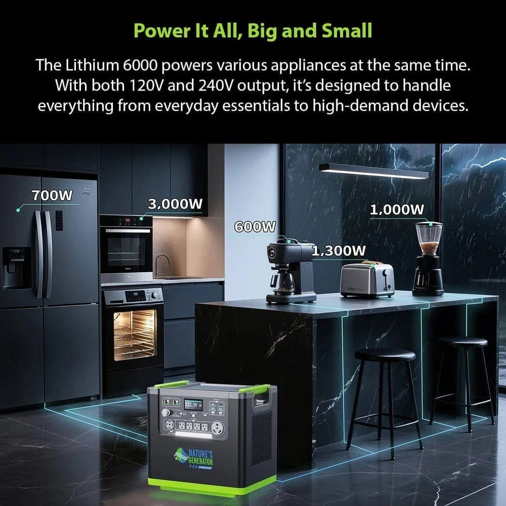 Nature's Generator Lithium 6000 with Solar Panel - AllProGenerators