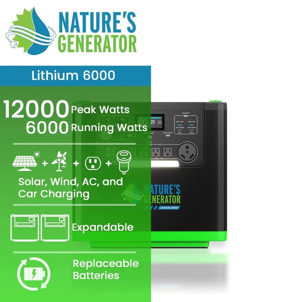 Nature's Generator Lithium 6000 with Solar Panel - AllProGenerators