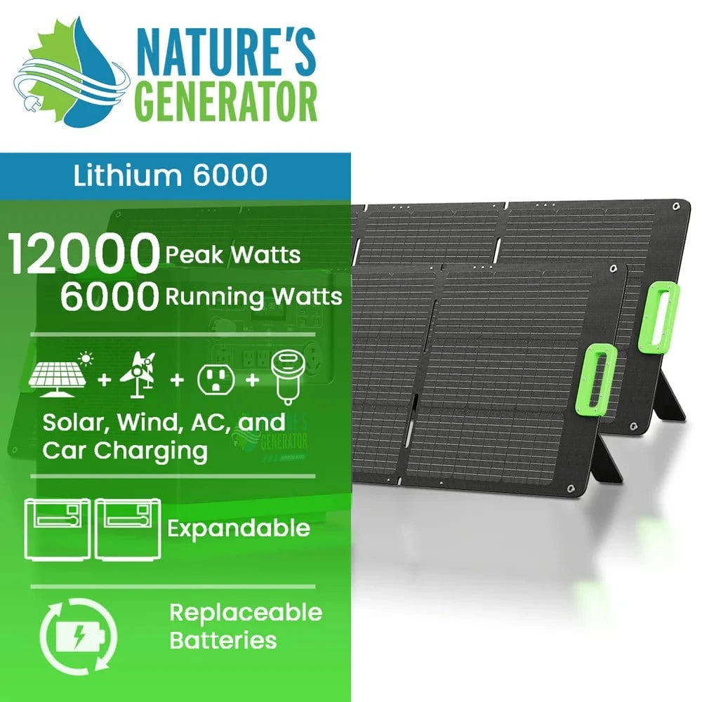 Nature's Generator Lithium 6000 with Solar Panel - AllProGenerators