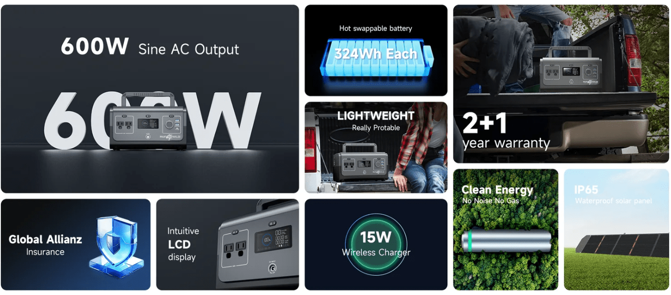 RUNWILD 600W Mini Power Station – Standard & Expansion Bundle | AllProGenerators - AllProGenerators