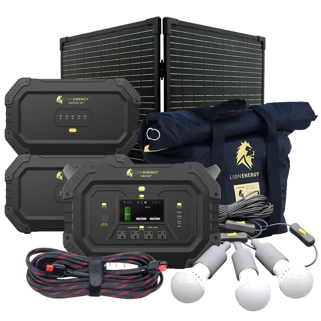 Safari+2 XPs Portable Power Station Bundle | Lion Energy Solar Generator Kit - AllProGenerators