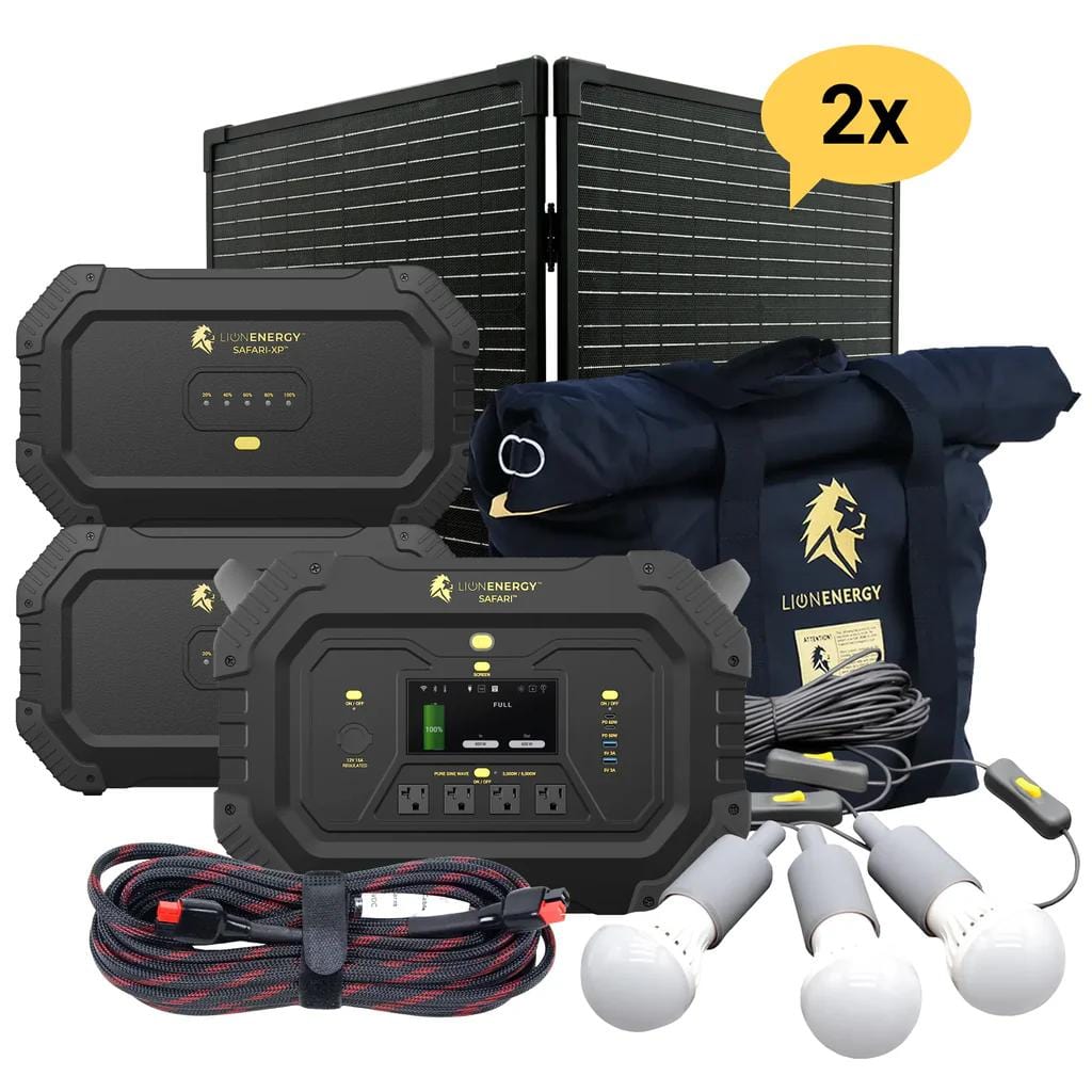 Safari+2 XPs Portable Power Station Bundle | Lion Energy Solar Generator Kit - AllProGenerators