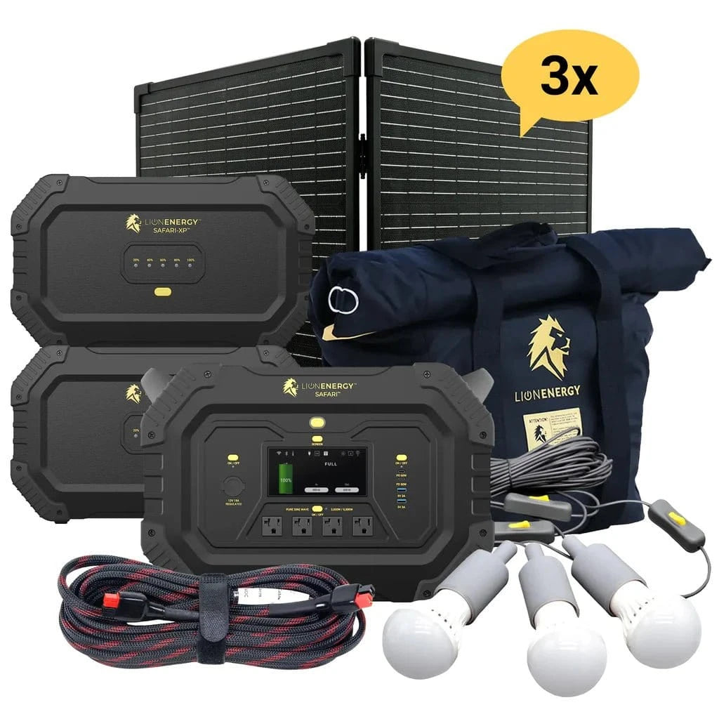Safari+2 XPs Portable Power Station Bundle | Lion Energy Solar Generator Kit - AllProGenerators