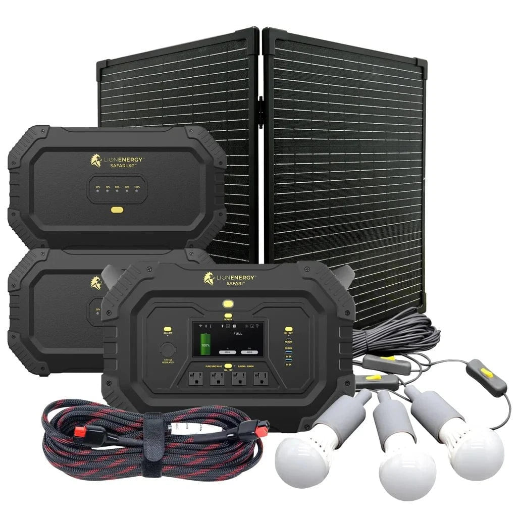 Safari+2 XPs Portable Power Station Bundle | Lion Energy Solar Generator Kit - AllProGenerators