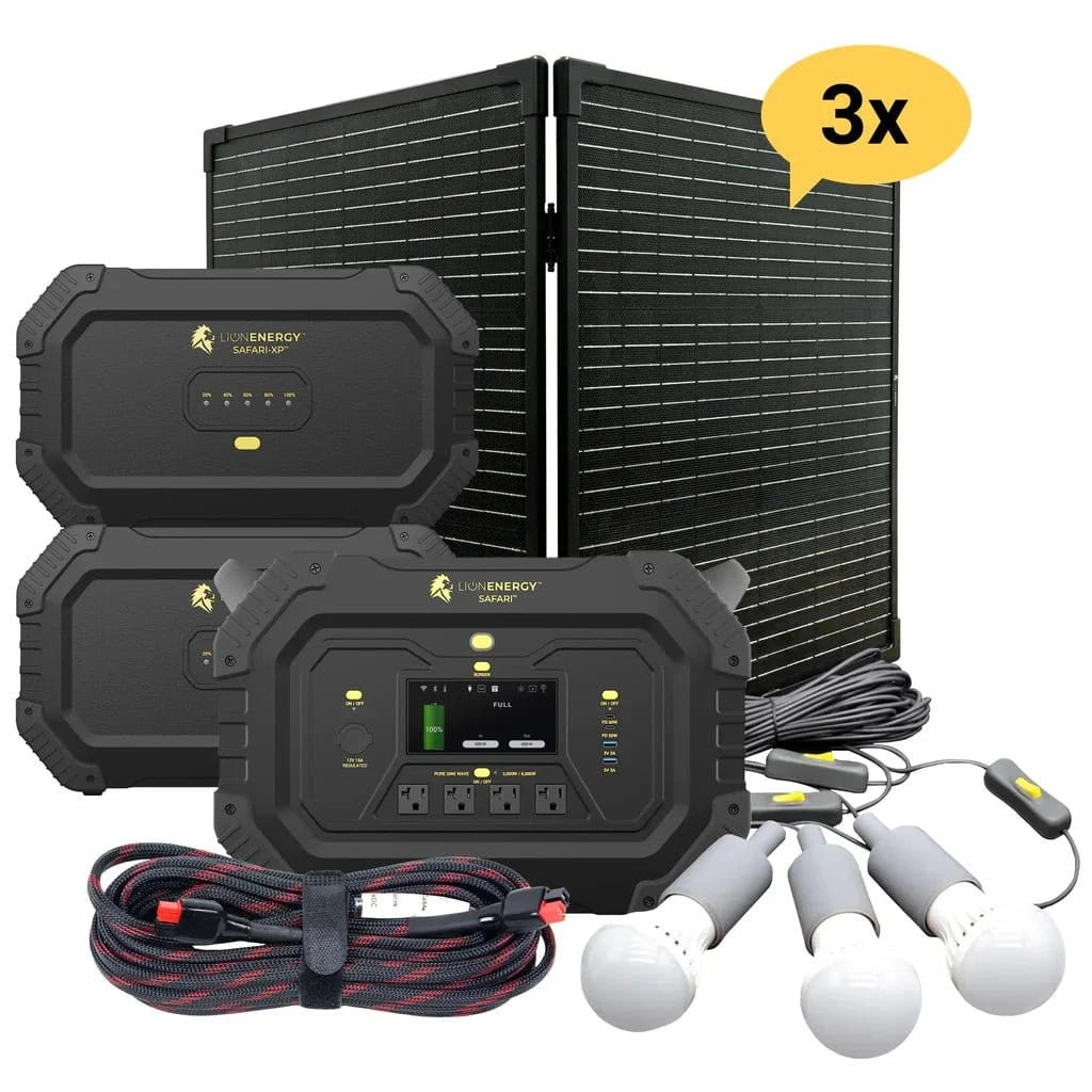Safari+2 XPs Portable Power Station Bundle | Lion Energy Solar Generator Kit - AllProGenerators