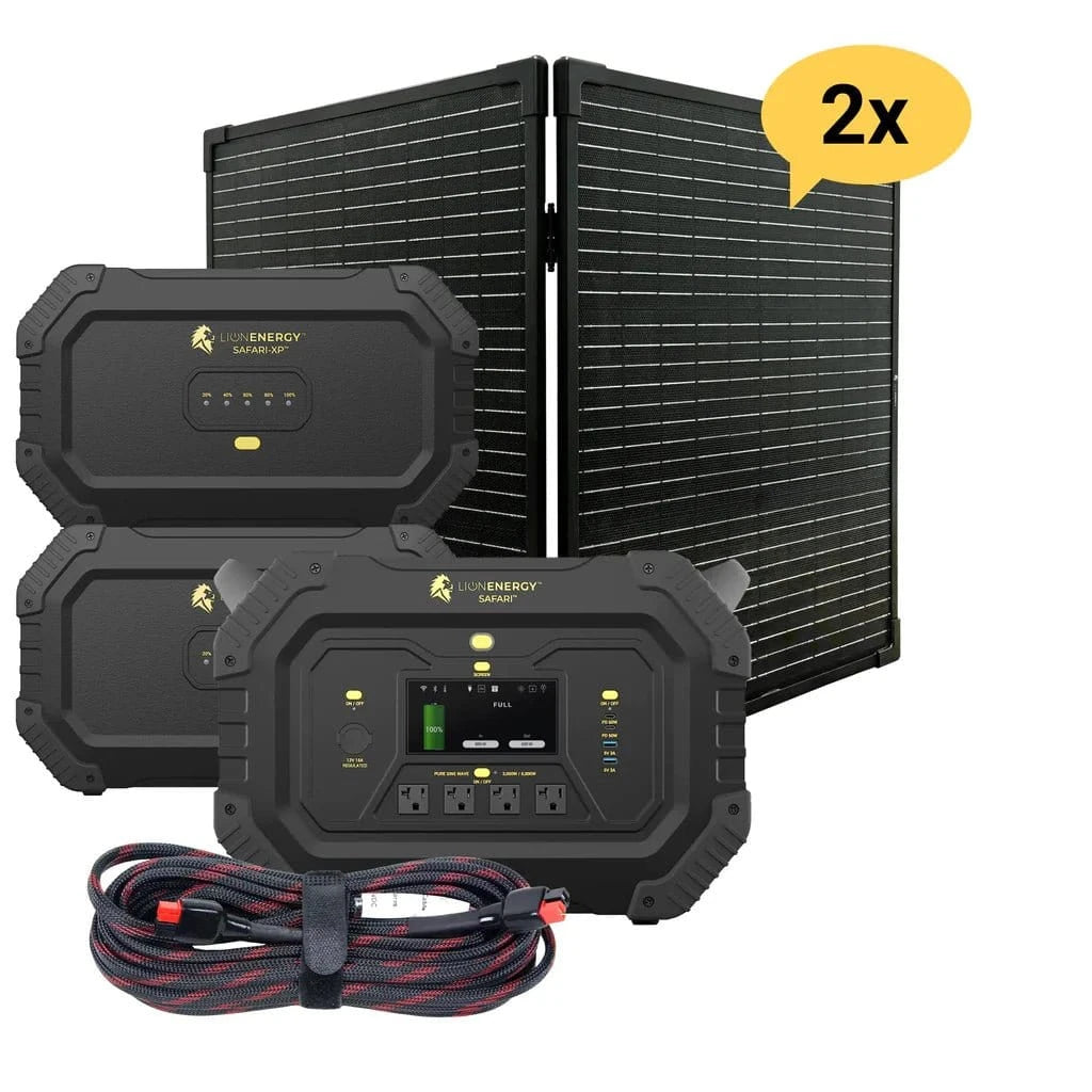 Safari+2 XPs Portable Power Station Bundle | Lion Energy Solar Generator Kit - AllProGenerators