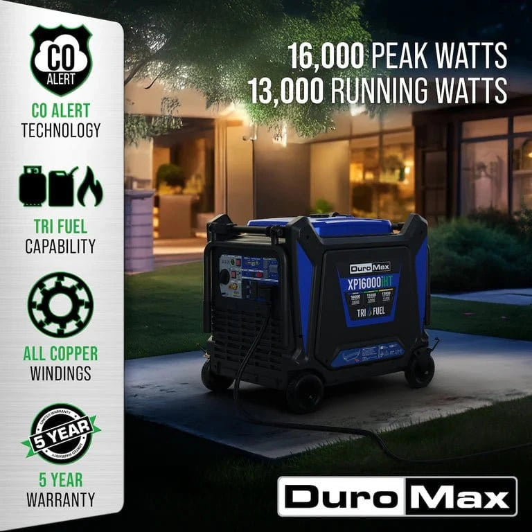 DuroMax XP16000iHT 16,000 Watt Tri Fuel Portable Inverter Generator w/ CO Alert - AllProGenerators
