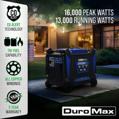 DuroMax XP16000iHT 16,000 Watt Tri Fuel Portable Inverter Generator w/ CO Alert - AllProGenerators