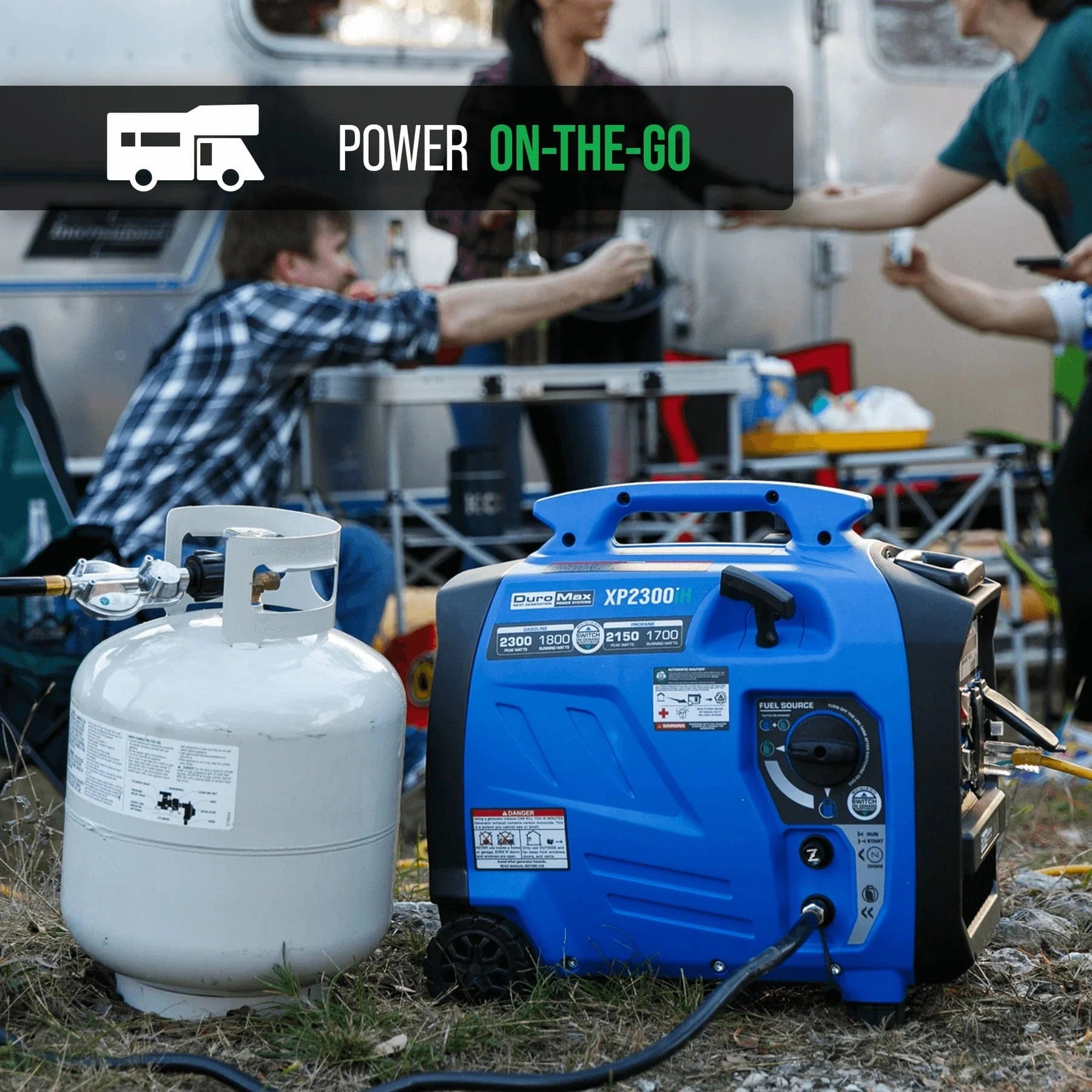 Duromax 2300 watt portable inverter generator in use camping