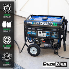 Duromax 5,500 Watt Dual Fuel Portable HX Generator w/ CO Alert - AllProGenerators