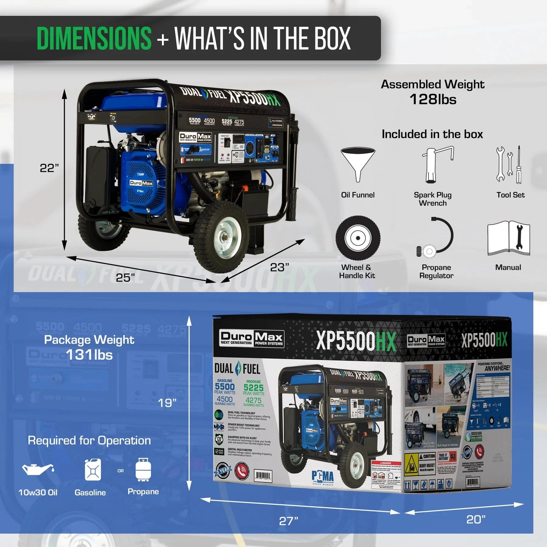Duromax 5,500 Watt Dual Fuel Portable HX Generator w/ CO Alert - AllProGenerators