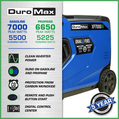 Duromax XP7000iH - 7,000 Watt Dual Fuel Inverter Generator w/ CO Alert - AllProGenerators