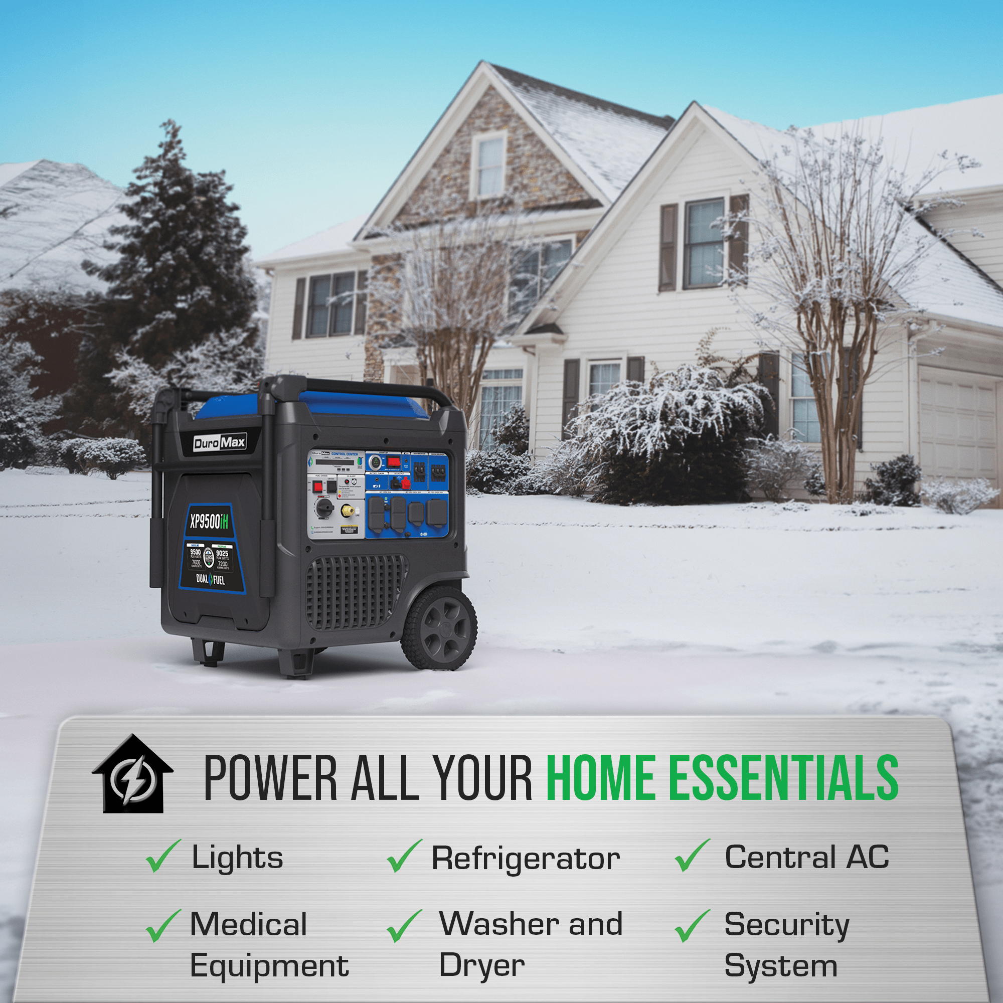 Duromax 9500 Watt Dual Fuel Inverter Generator w/ CO Alert - AllProGenerators
