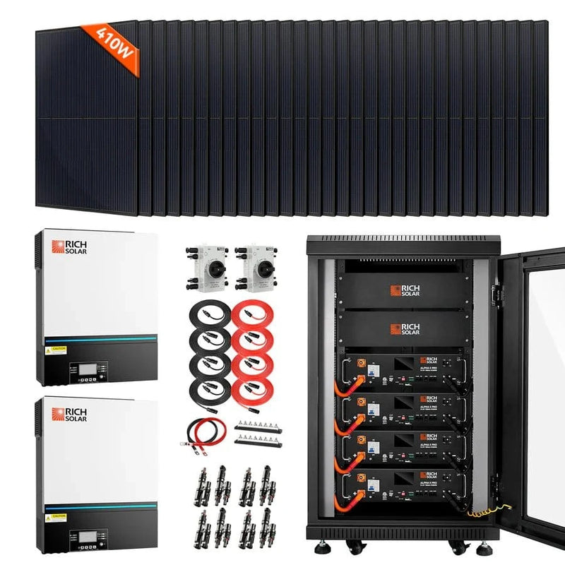 Complete Off - Grid Solar Kit | 13,000W 120/240V Output | 48VDC By Rich Solar - AllProGenerators