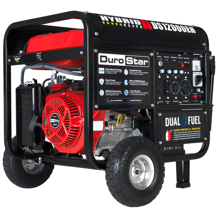 DuroStar DS12000EH 12,000 - Watt 18 - Hp Portable Hybrid Gas Propane Generator w/ Electric Start 50 - State - AllProGenerators