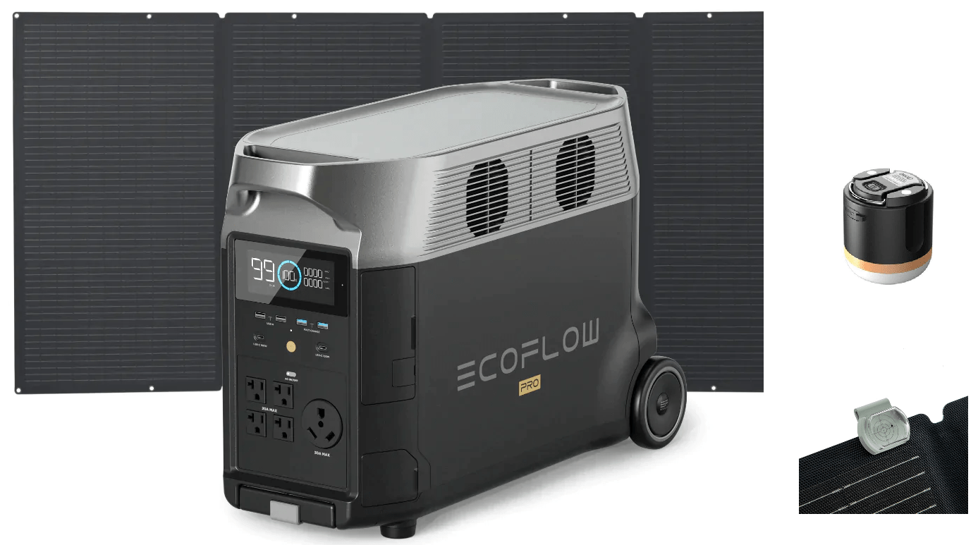 EcoFlow DELTA Pro with 400W Solar Panel plus a FREE Camping Light and Solar Angle Guide - AllProGenerators