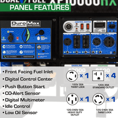 DuroMax XP10000HX 10,000 - Watt 439cc Dual Fuel Gas Propane Portable Generator with CO Alert - AllProGenerators