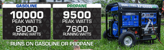 DuroMax XP10000HX 10,000 - Watt 439cc Dual Fuel Gas Propane Portable Generator with CO Alert - AllProGenerators