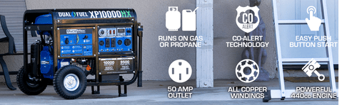 DuroMax XP10000HX 10,000 - Watt 439cc Dual Fuel Gas Propane Portable Generator with CO Alert - AllProGenerators