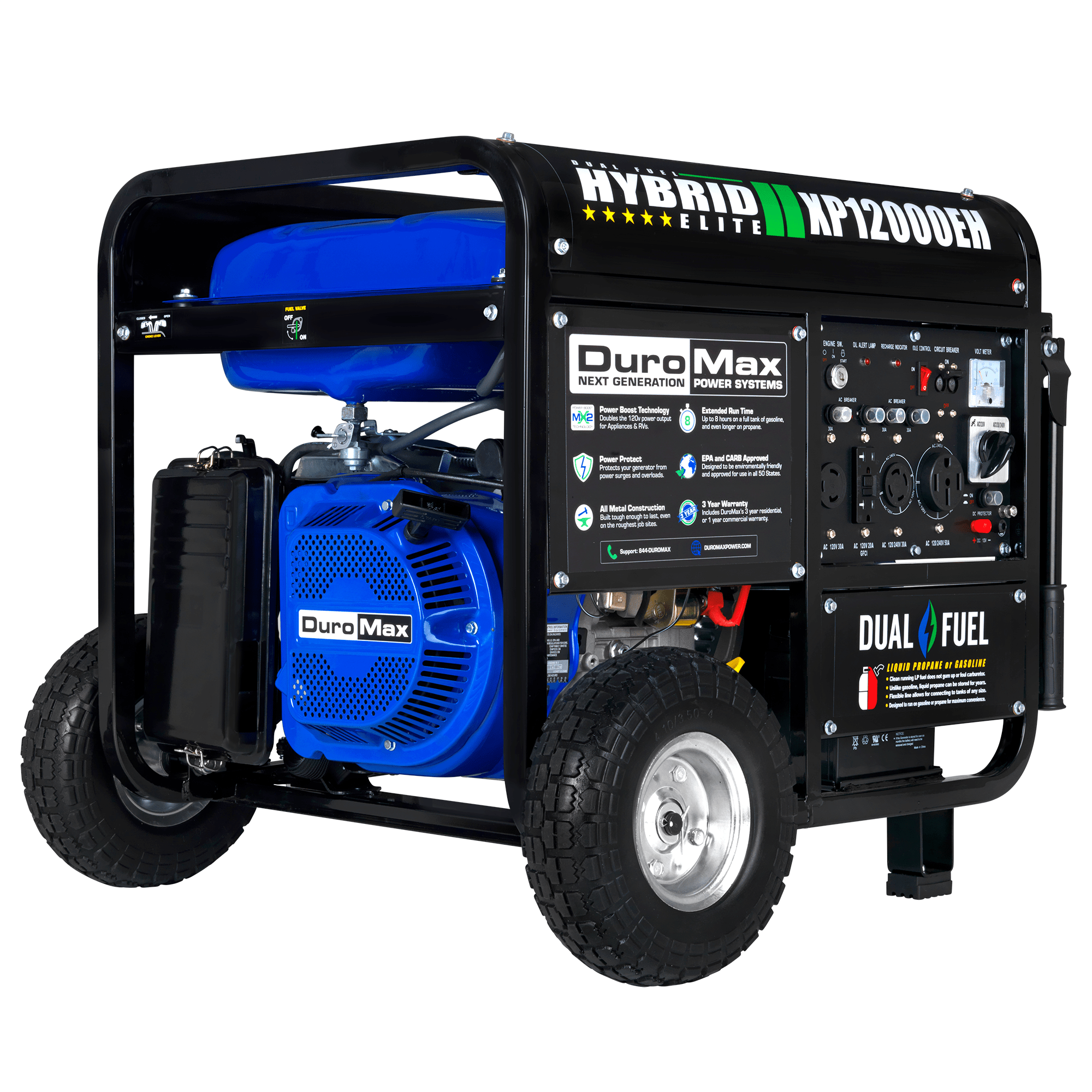 DuroMax XP12000EH 12000 - Watt Portable Hybrid Gas Propane Generator "The Beast" - AllProGenerators