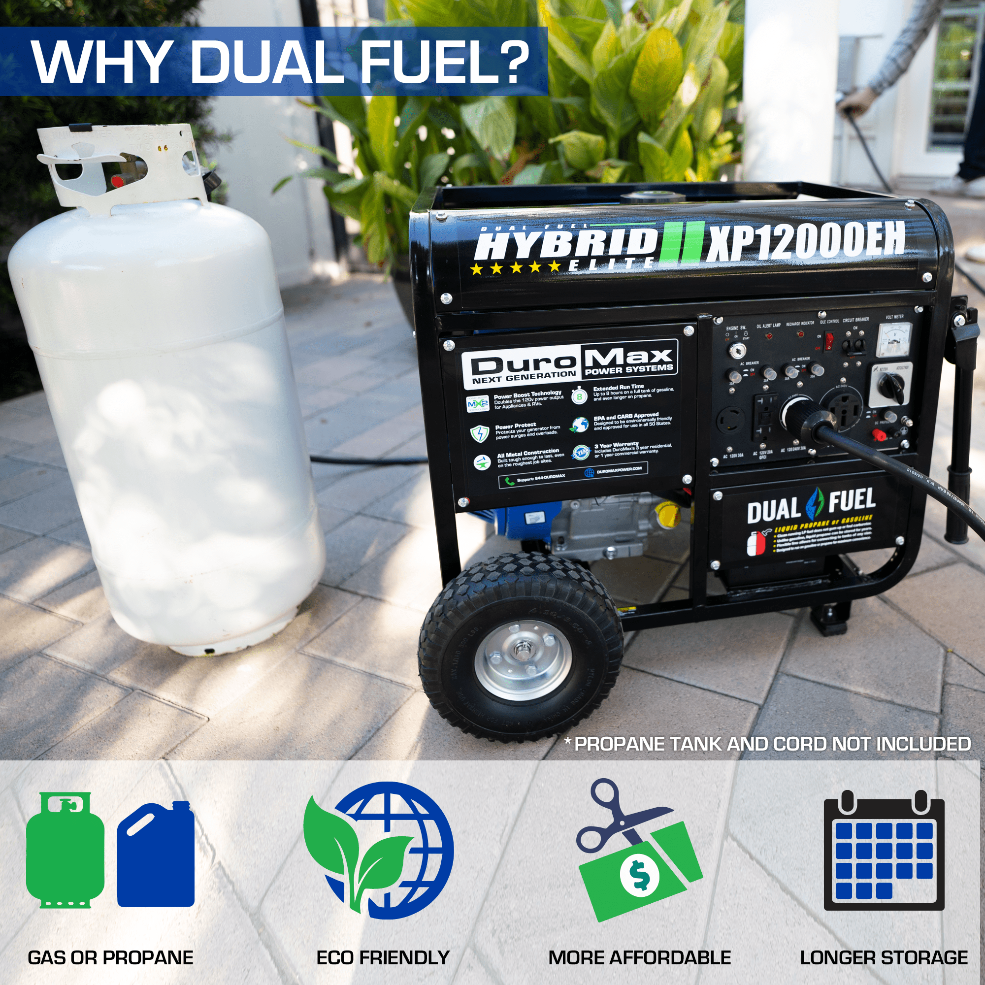 DuroMax XP12000EH 12000 - Watt Portable Hybrid Gas Propane Generator "The Beast" - AllProGenerators