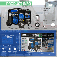 Duromax XP13000HX Watt Dual Fuel Portable Generator with CO Alert - AllProGenerators