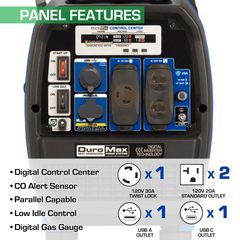 DuroMax XP2300iH 2300 - Watt 80cc Dual Fuel Digital Inverter Hybrid Portable Generator with CO Alert - AllProGenerators
