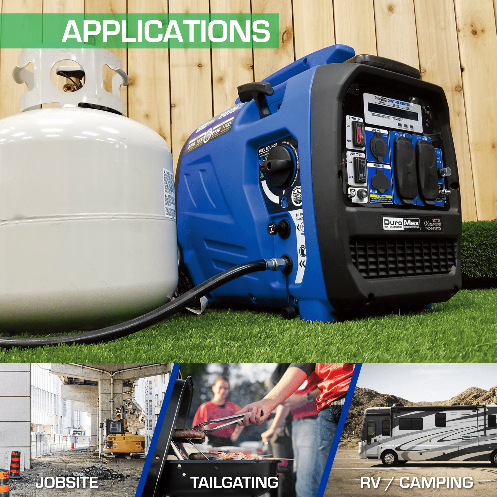 DuroMax XP2300iH 2300 - Watt 80cc Dual Fuel Digital Inverter Hybrid Portable Generator with CO Alert - AllProGenerators