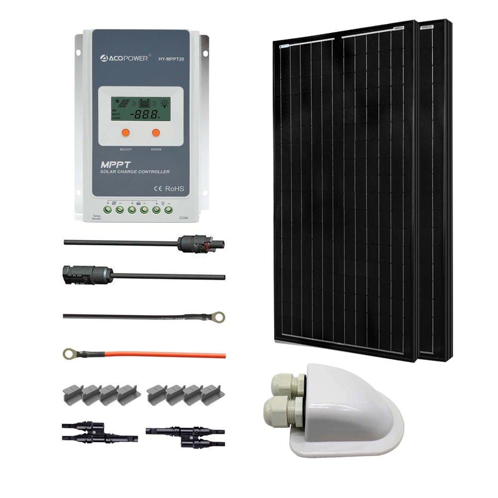 200 Watts All Black Monocrystalline Solar RV Kits - AllProGenerators