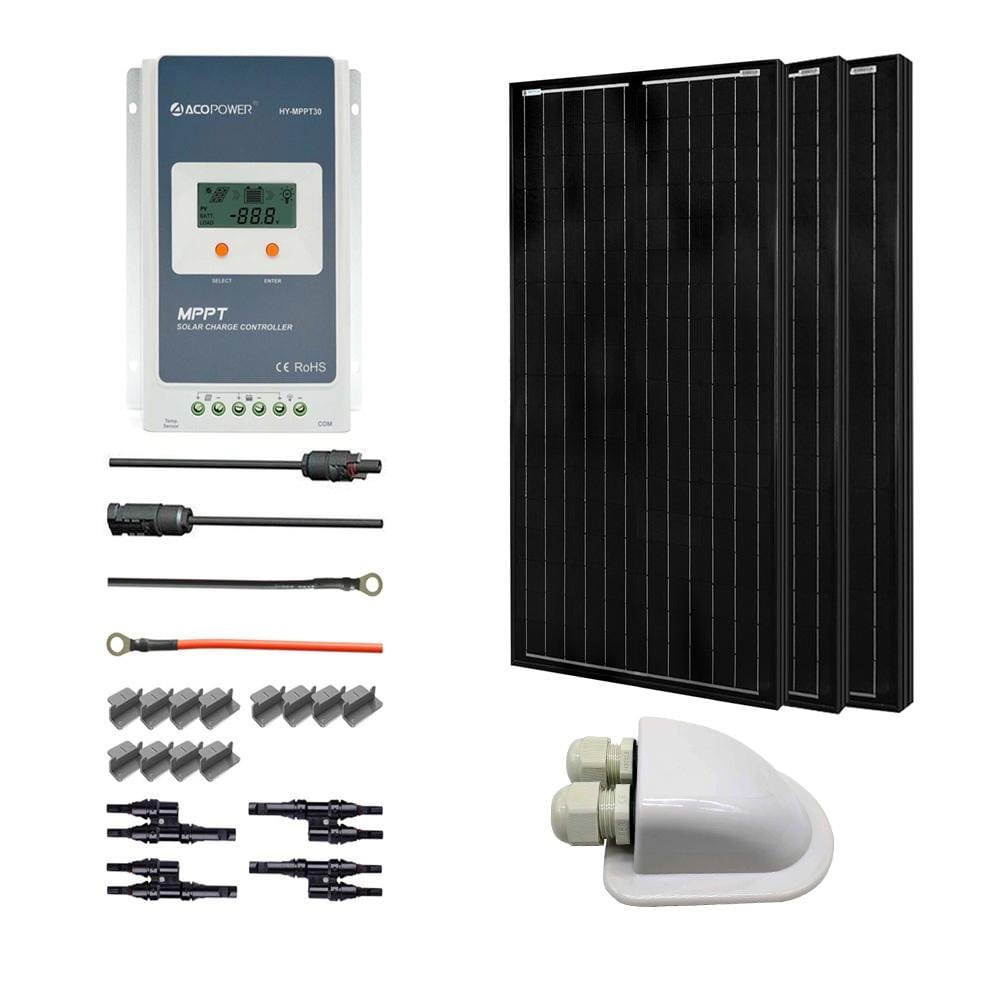 300 Watts All Black Monocrystalline Solar RV Kits - AllProGenerators