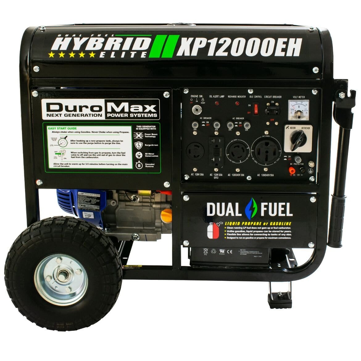 DuroMax XP12000EH 12000 - Watt Portable Hybrid Gas Propane Generator "The Beast" - AllProGenerators