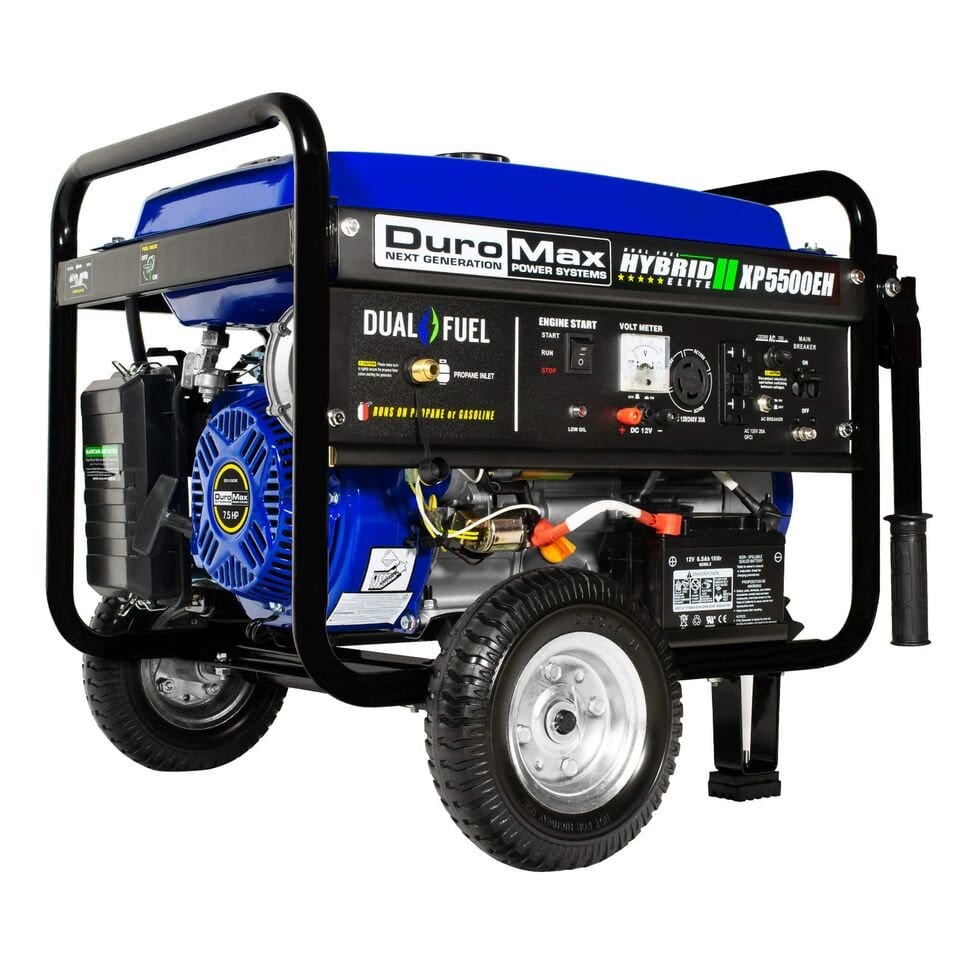 DuroMax XP5500EH 5,500 Watt 7.5 HP Portable Electric Start Gas Propane Generator - AllProGenerators