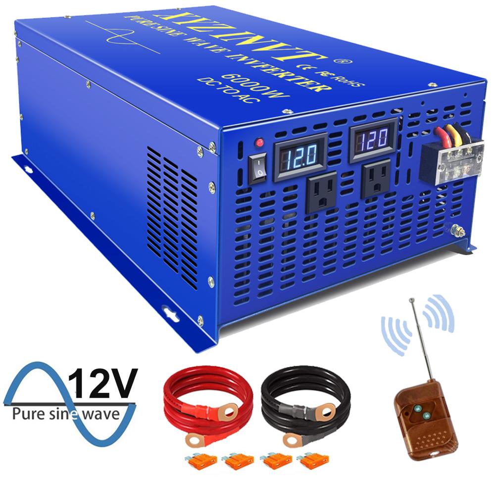 XYZ INVT 6000 watt Power Converter Pure Sine Wave Inverter 12v 24v 36v 48v dc to ac 110v 120v 220v 230v 240V with Remote Switch - AllProGenerators