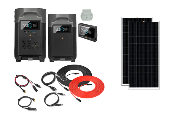 EcoFlow DELTA Pro With Extra Battery 7200Wh 3600W Solar Generator + 200W  Rigid Monocrystalline Solar Panels Kit - Off Grid Stores