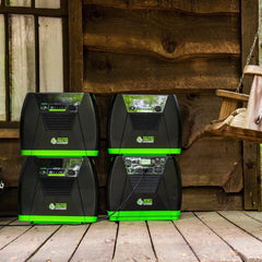 Nature's generator elite power stations on a wooden deck with a rustic background.