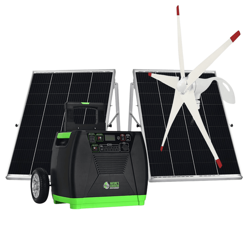 Nature's Generator Elite with two 100W solar panels and wind turbine