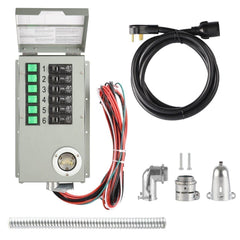 Electrical panel with wiring, cables, and connectors on a white background
