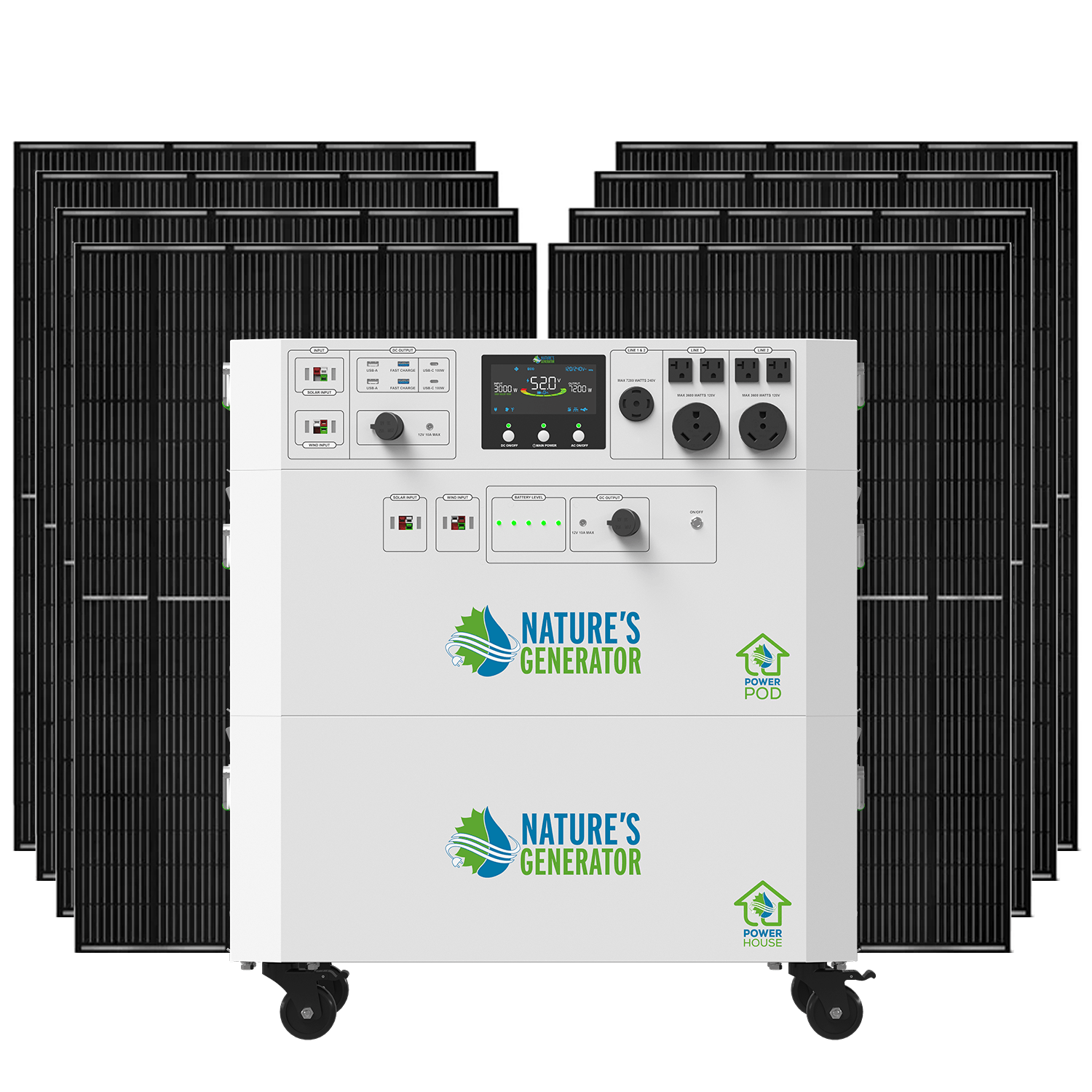Nature's Generator Powerhouse Gen 2 Whole Home Solar Generator | 7200W Expandable Solar Backup System