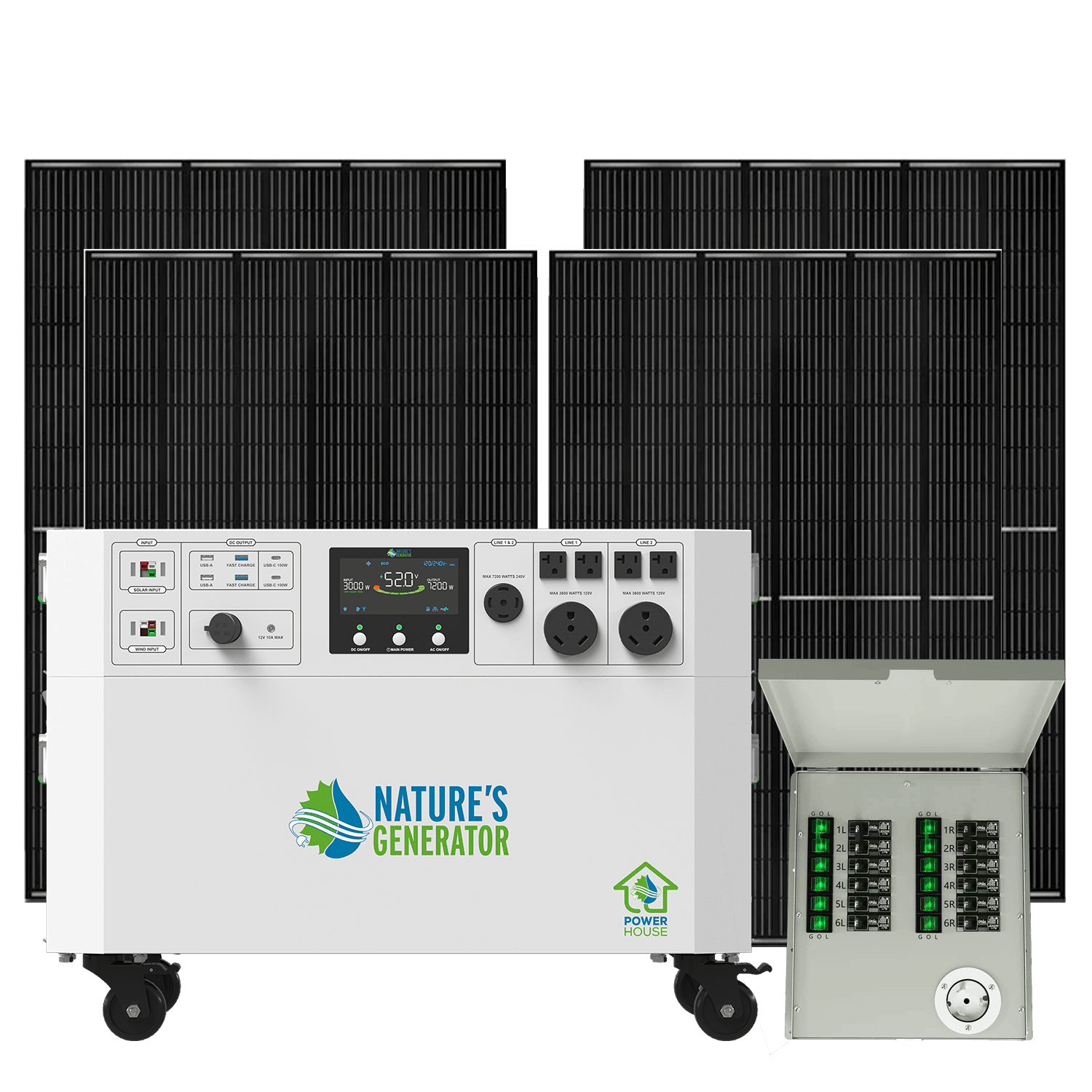 Nature's Generator Powerhouse Gen 2 Solar Generator and Transfer Switch - AllProGenerators