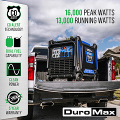 Duromax 16,000 Watt Dual Fuel Portable Inverter Generator w/ CO Alert