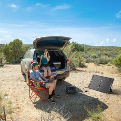 BLUETTI SP100L 100W solar panel used for camping