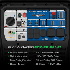 DuroMax XP28000iH Control Panel with 120V and 240V Outlets
