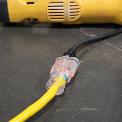 DuroMax XPC10050A extension cord connected for portable power