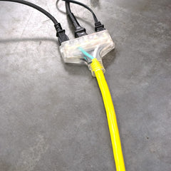 DuroMax XPC10100C triple-tap outlets powering multiple tools