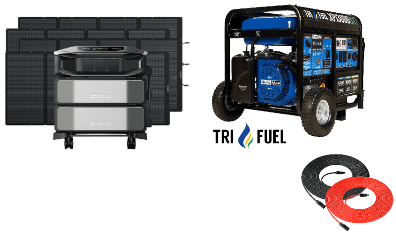 EcoFlow DELTA Pro Ultra X 12kW + DuroMax XP13000HXT Tri-Fuel Generator & 1600W Solar Ultimate Home Backup Bundle - AllProGenerators