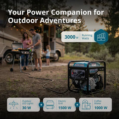 Könner & Söhnen 3200W Portable Inverter Generator | Gasoline, Pure Sine Wave, CO Sensor | KS 3200i CO