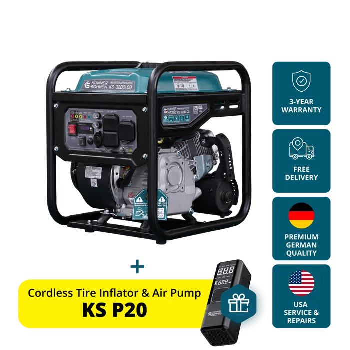 Könner & Söhnen 3200W Portable Inverter Generator | Gasoline, Pure Sine Wave, CO Sensor | KS 3200i CO - AllProGenerators