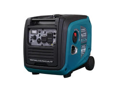 Portable generator with a blue and black design on a white background