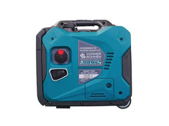 Konner Kohnen K3 6000BS CO portable generator in teal blue and black, featuring a handle, fuel cap, and power outlets on a white background.